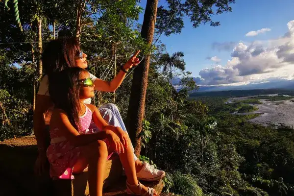 The Indichuris viewpoint over the river confluence near Puyo Ecuador