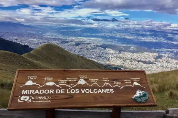 Clear morning sky over the Andes seen from the Quito Cable Car at Cruz Loma viewpoint