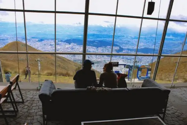 Café and relaxation area at the top station of the Quito Cable Car Cruz Loma summit