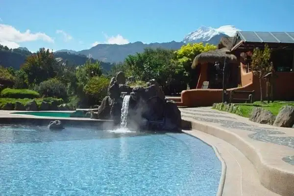 Papallacta hot springs thermal pool at 3,300 metres in the Ecuadorian Andes