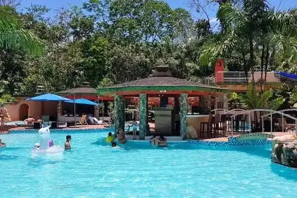 Tena Amazon foothills thermal pools near Jumandy Caves in Ecuador
