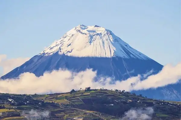 Tungurahua volcano eruption view from Baños Ecuador