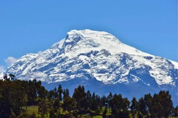 Cayambe volcano with equatorial glacier in Ecuador