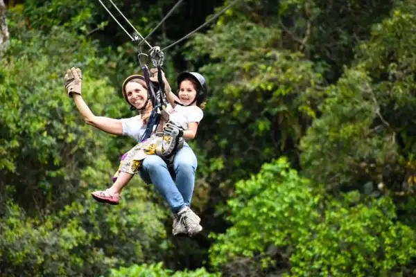Zip-lining through Mindo cloud forest canopy adventure