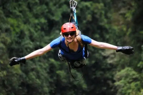 Zipline canopy adventure through the cloud forest near Banos, Ecuador