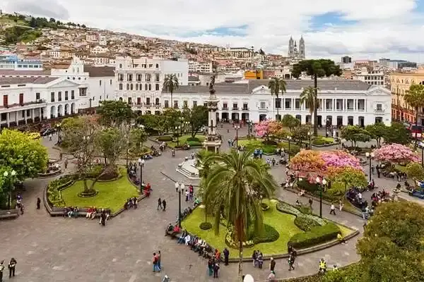 Plaza Grande in Quito Old Town with Carondelet presidential palace