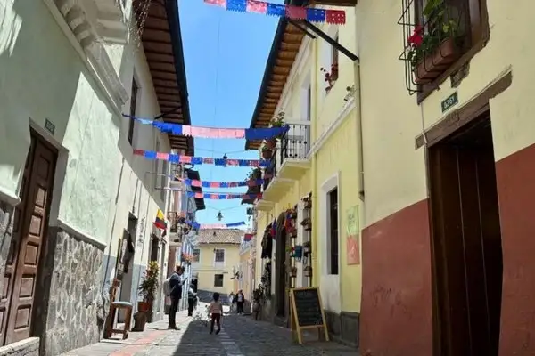La Ronda pedestrian street at night — Quito Old Town nightlife