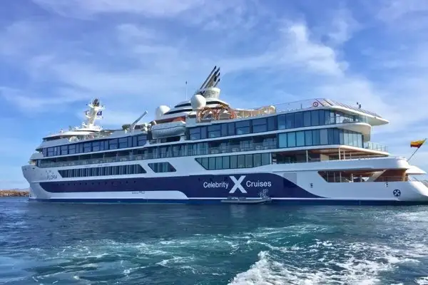 Celebrity Xploration small cruise ship sailing the Galapagos Islands