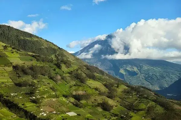 Tungurahua volcano above Baños de Agua Santa, Tungurahua Province, Ecuador