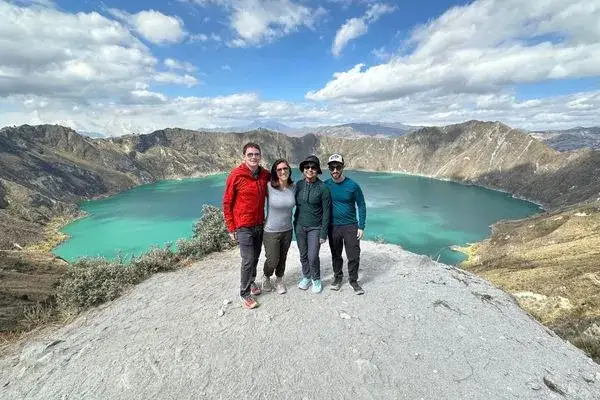 Quilotoa crater lake in ecuador