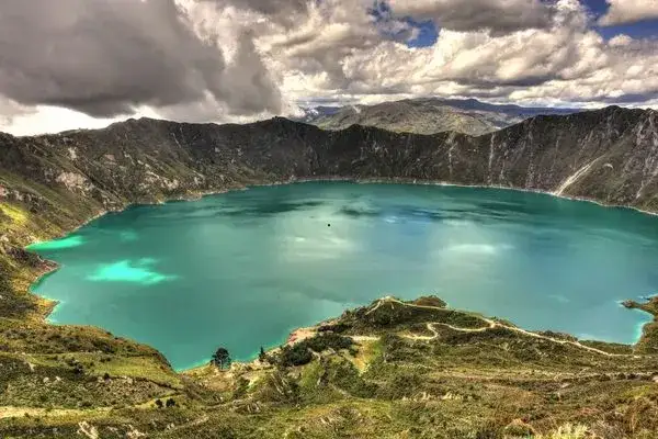 Quilota the turquoise lake in Ecuador