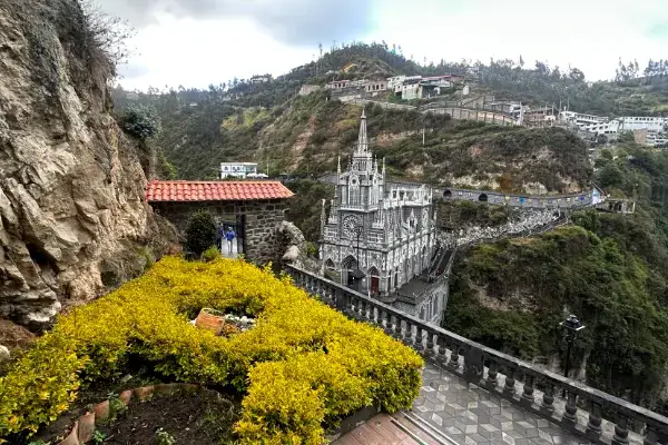 Las Lajas Sanctuary and its stone bridge over the Guáitara canyon in Ipiales, Colombia
