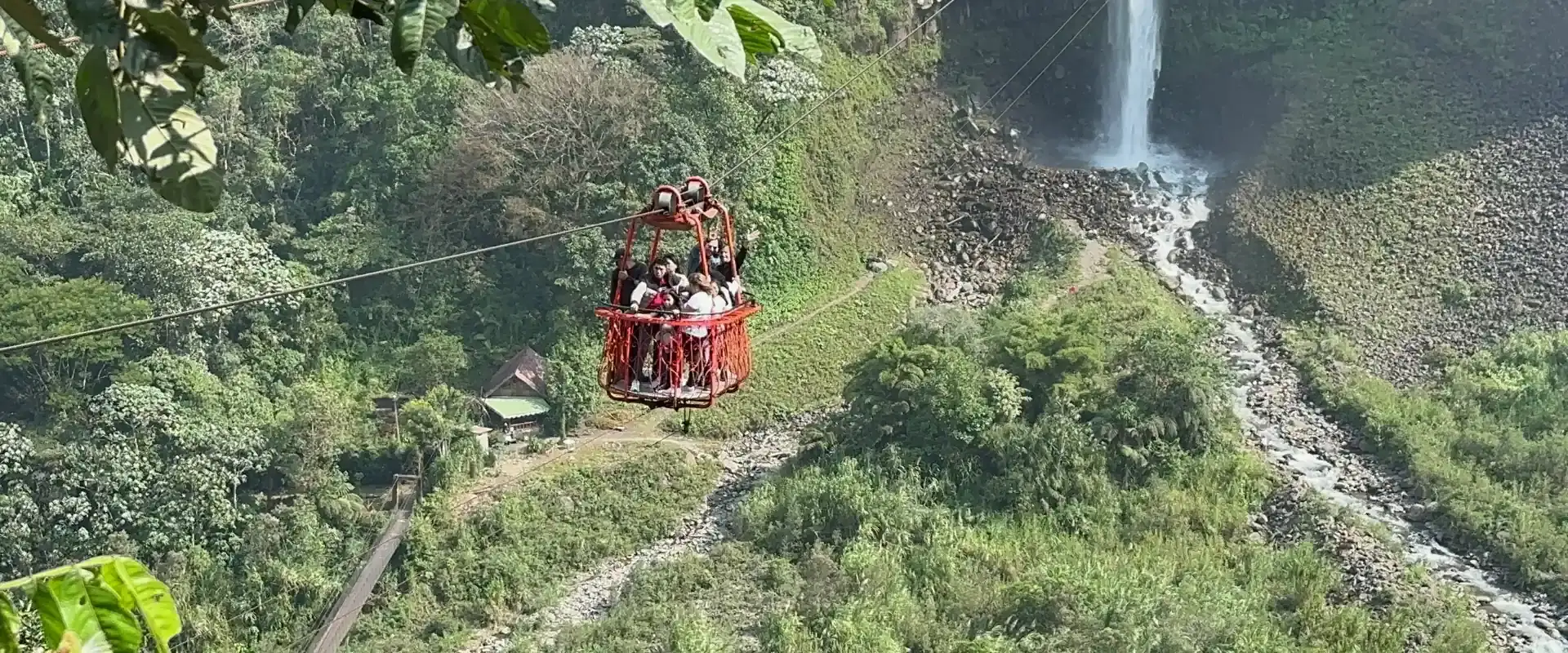 A tarabita cable car crossing the gorge, one of the things to do in Banos Ecuador