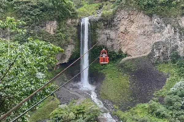 The Manto de la Novia waterfall on the Banos Ecuador waterfall route