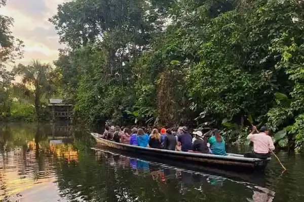 Paseo en canoa por un brazo del río cerca de Misahuallí